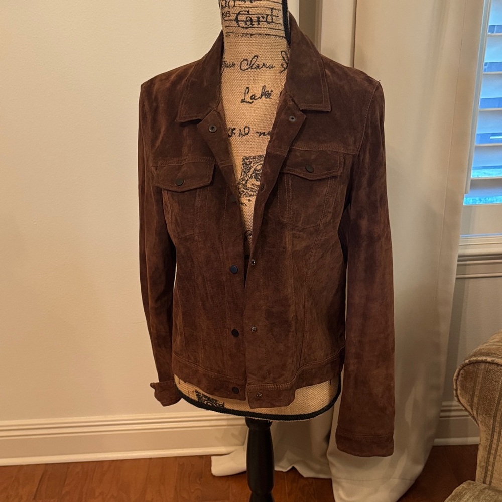 Ecru Unlined Women's S Chocolate Brown Suede Jacket